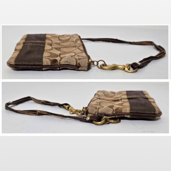 VTG Coach Coin Purse Wristlet Womens Small Signature C Logo Brown Canvas Gold - Picture 7 of 16